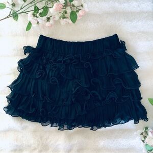 EUC Pretty Navy Blue Tiered Ruffle Mini Skirt, Gilly Hicks, Size Small